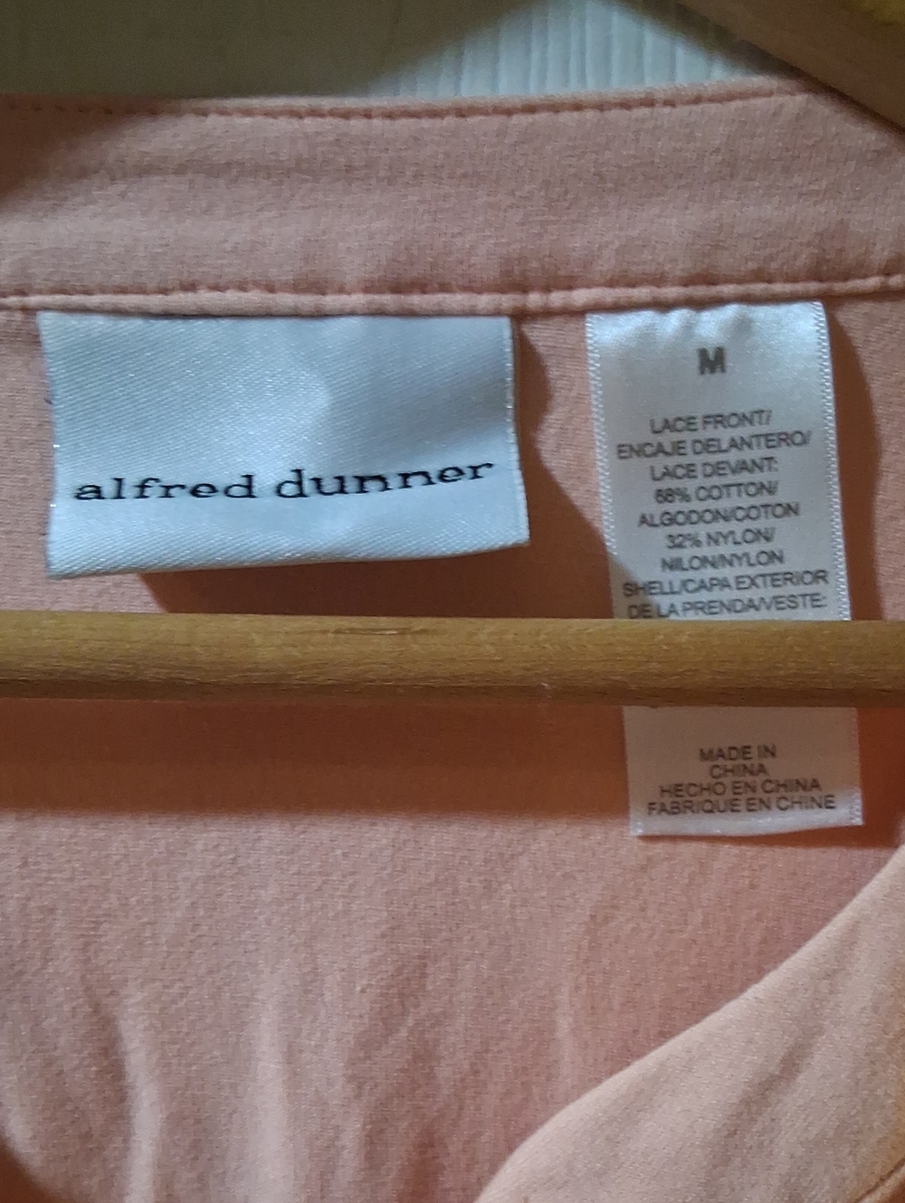 Alfred Dunner Peach Lace Henley Short Sleeve Top - Picture 2 of 5